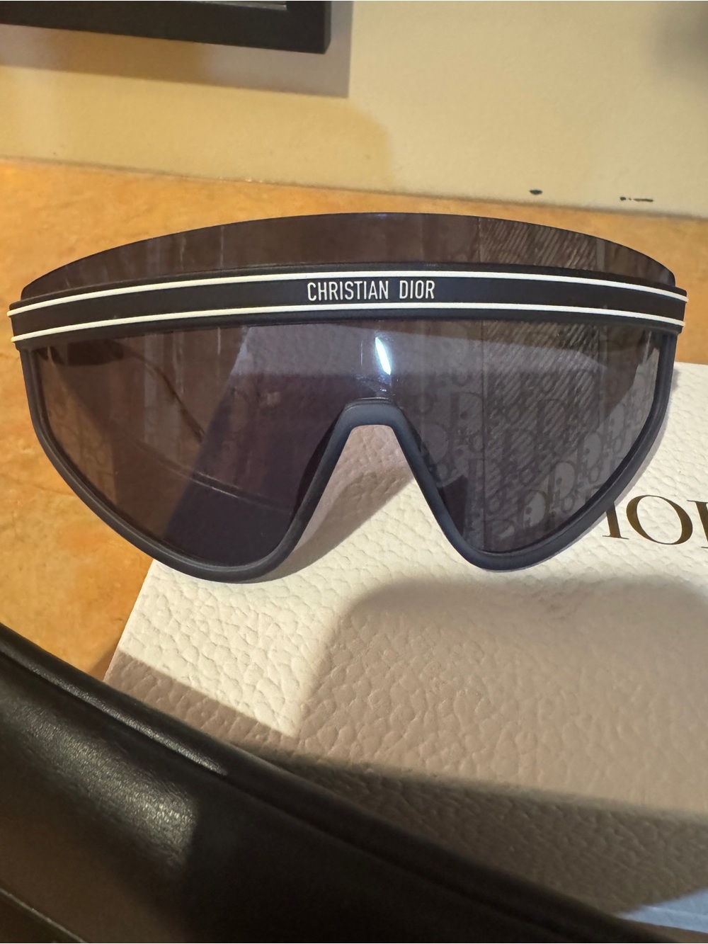 NIB Dior DiorClub M2U Blue/White Monogram Shield Mask Sunglasses